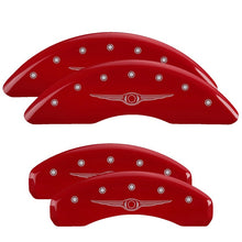 Laden Sie das Bild in den Galerie-Viewer, MGP 4 Caliper Covers Engraved Front &amp; Rear Style 1/Chrysler Wing Red finish silver ch