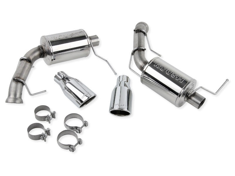 ROUSH 2011-2014 Ford Mustang V6 Enhanced Sound Dual Axle-Back w/ Round Tips - 2to4wheels