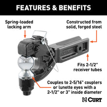 Carica l&#39;immagine nel visualizzatore di Gallery, Curt Receiver-Mount Ball &amp; Pintle Combo (2-1/2in Shank 2-5/16in Ball 20000lbs)