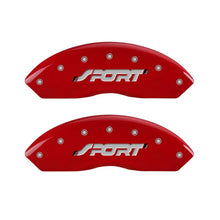 Laden Sie das Bild in den Galerie-Viewer, MGP 4 Caliper Covers Engraved Front &amp; Rear SPORT Red finish silver ch