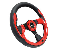गैलरी व्यूवर में इमेज लोड करें, NRG Reinforced Steering Wheel (320mm) Blk w/Red Trim &amp; 5mm 3-Spoke