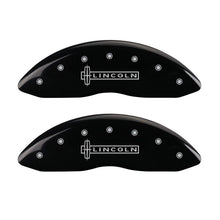 Cargar imagen en el visor de la galería, MGP 4 Caliper Covers Engraved Fr Lincoln Rr Star Logo Blk Finish Silver Char 18 Lincoln Continental