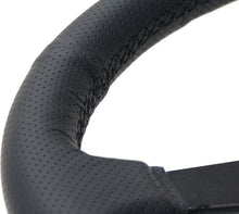 गैलरी व्यूवर में इमेज लोड करें, NRG Sport Steering Wheel (350mm / 1.5in Deep) Black Leather Black Stitch w/Matte Black Solid Spokes