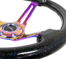 गैलरी व्यूवर में इमेज लोड करें, NRG Reinforced Steering Wheel (350mm / 3in. Deep) Blk Multi Color Flake w/ Neochrome Center Mark