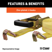 Load image into Gallery viewer, Curt 27ft Yellow Cargo Strap w/J-Hooks (3333lbs)