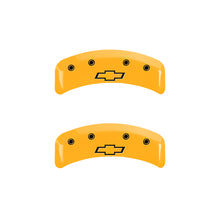 Charger l&#39;image dans la galerie, MGP 4 Caliper Covers Engraved Front &amp; Rear Bowtie Yellow Finish Black Char 1997 Chevrolet Camaro