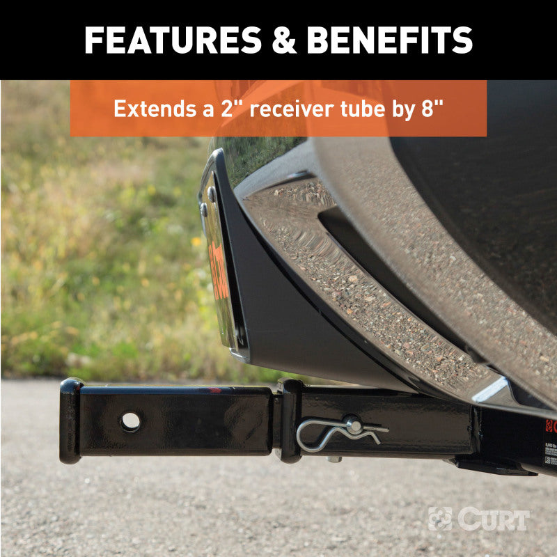Curt 8in Receiver Tube Extender (2in Shank 3500lbs)