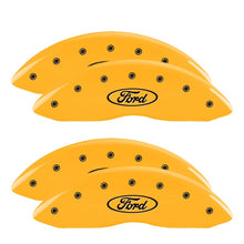 Laden Sie das Bild in den Galerie-Viewer, MGP 4 Caliper Covers Engraved Front &amp; Rear Oval logo/Ford Yellow finish black ch