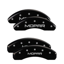 Charger l&#39;image dans la galerie, MGP 4 Caliper Covers Engraved Front &amp; Rear MOPAR Black finish silver ch