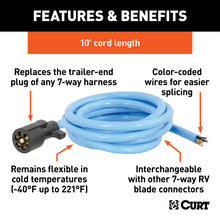 Load image into Gallery viewer, Curt 10ft Cold-Weather Replacement 7-Way RV Blade Harness (Trailer Side)