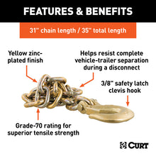 Load image into Gallery viewer, Curt 35in Safety Chain w/1 Clevis Hook (24000lbs Yellow Zinc)