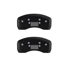 Cargar imagen en el visor de la galería, MGP 4 Caliper Covers Engraved Front JEEP Engraved Rear JEEP Grill logo Red finish silver ch