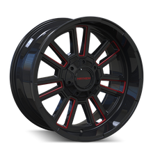Cargar imagen en el visor de la galería, Mayhem 8115 Apollo 20x10 / 8x165.1 BP / -19mm Offset / 125.2mm Hub Black w/ Prism Red Wheel