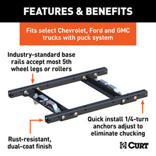 Carica l&#39;immagine nel visualizzatore di Gallery, Curt OEM Puck System 5th Wheel Adapter w/ Standard Rails for GM