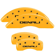 Laden Sie das Bild in den Galerie-Viewer, MGP 4 Caliper Covers Engraved Front &amp; Rear Denali Yellow finish black ch