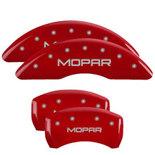 Laden Sie das Bild in den Galerie-Viewer, MGP 4 Caliper Covers Engraved Front &amp; Rear SRT8 Red finish silver ch