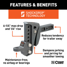 Carica l&#39;immagine nel visualizzatore di Gallery, Curt Rebellion XD Adjustable Cushion Hitch Ball Mount (2in Shank 15000lbs 6-1/4in Drop)