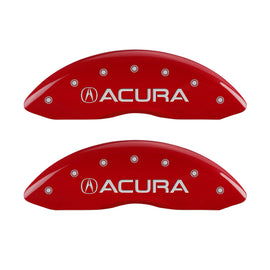 MGP 4 Caliper Covers Engraved Front Acura Engraved Rear MDX Red finish silver ch