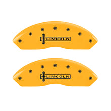 Carica l&#39;immagine nel visualizzatore di Gallery, MGP 4 Caliper Covers Engraved Front Lincoln Engraved Rear Star logo Yellow finish black ch