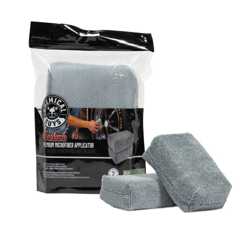 Chemical Guys Workhorse Premium Microfiber Applicator - 5in x 3in x 1.5in - Gray - 2 Pack - Single
