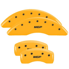 Load image into Gallery viewer, MGP 4 Caliper Covers Engraved Front &amp; Rear MGP Yellow Finish Black Char 2017 Kia Sportage