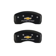 Cargar imagen en el visor de la galería, MGP 4 Caliper Covers Engraved Front &amp; Rear Chevy racing Red finish silver ch