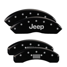 Charger l&#39;image dans la galerie, MGP 4 Caliper Covers Engraved Front JEEP Engraved Rear JEEP Grill logo Black finish silver ch