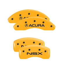 Cargar imagen en el visor de la galería, MGP 4 Caliper Covers Engraved Front Acura Rear NSX Yellow Finish Black Char 2005 Acura NSX