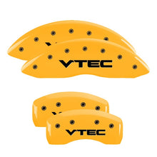 Cargar imagen en el visor de la galería, MGP 4 Caliper Covers Engraved Front Honda Engraved Rear H Logo Yellow finish black ch