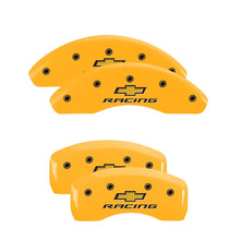 Carica l&#39;immagine nel visualizzatore di Gallery, MGP 4 Caliper Covers Engraved F &amp; R Chevy Racing Yellow Finish Black Char 2019 Chevrolet Bolt EV