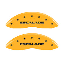 Carica l&#39;immagine nel visualizzatore di Gallery, MGP 4 Caliper Covers Engraved Fr Escalade Rear ESV Yellow Finish Blk Char 2003 Cadillac Escalade ESV
