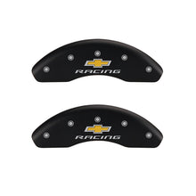 Laden Sie das Bild in den Galerie-Viewer, MGP 4 Caliper Covers Engraved Front &amp; Rear Chevy racing Red finish silver ch