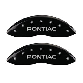 MGP 4 Caliper Covers Engraved Front Pontiac Engraved Rear GTO Black finish silver ch