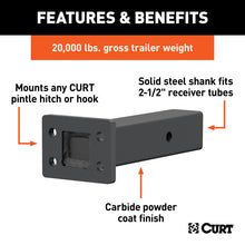 Carica l&#39;immagine nel visualizzatore di Gallery, Curt Pintle Mount (2-1/2in Shank 20000lbs 8in Long)