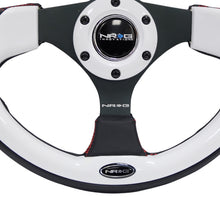 गैलरी व्यूवर में इमेज लोड करें, NRG Reinforced Steering Wheel (320mm) Blk w/White Trim &amp; 4mm 3-Spoke