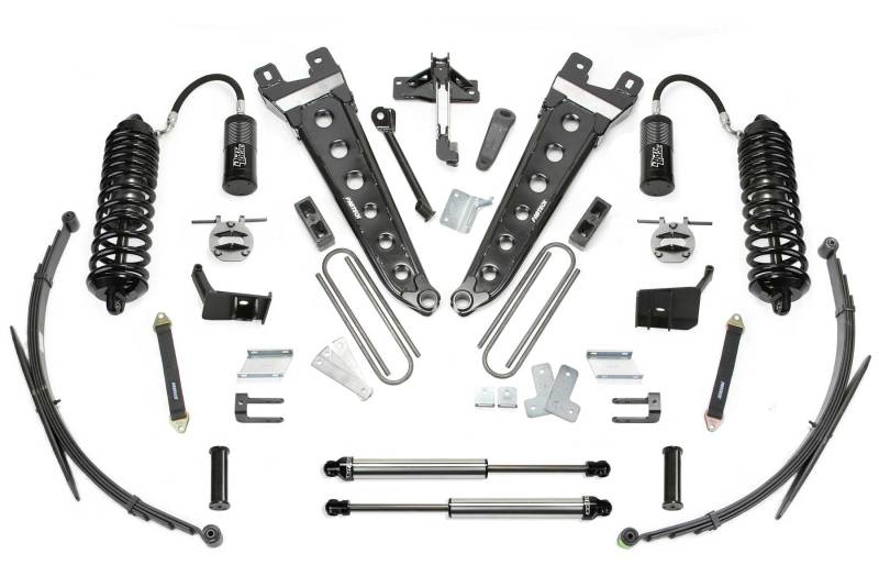 Fabtech 11-16 Ford F250/350 4WD 8in Radius Arm System w/DL 4.0 Resi Coilovers & Rear DL 2.25 Shocks