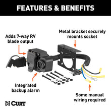 Load image into Gallery viewer, Curt Dual-Output Adapter w/Backup Alarm (4-Way Flat to 7-Way RV Blade Trailer)