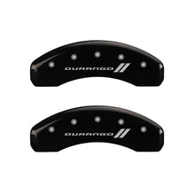 Charger l&#39;image dans la galerie, MGP 4 Caliper Covers Engraved Front &amp; Rear With stripes/Durango Black finish silver ch