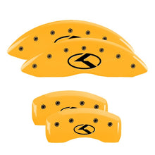 Cargar imagen en el visor de la galería, MGP 4 Caliper Covers Engraved Front &amp; Rear Circle K/Kia Yellow finish black ch