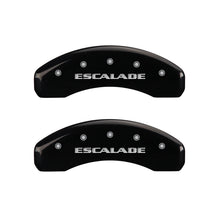 Laden Sie das Bild in den Galerie-Viewer, MGP 4 Caliper Covers Engraved Front &amp; Rear Escalade Black finish silver ch