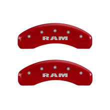 Laden Sie das Bild in den Galerie-Viewer, MGP 4 Caliper Covers Engraved Front &amp; Rear RAM Red finish silver ch