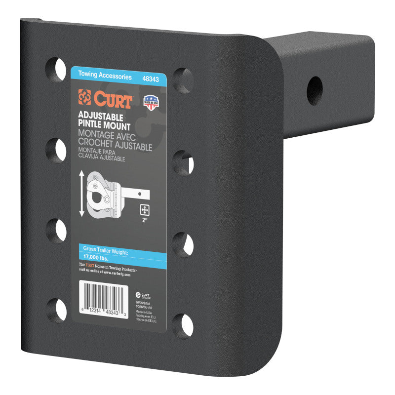 Curt Adjustable Pintle Mount (2in Shank 17000lbs 7-1/4in High 6in Long)
