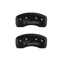 Cargar imagen en el visor de la galería, MGP 4 Caliper Covers Engraved Front &amp; Rear Cursive/Cadillac Red finish silver ch