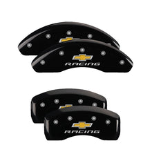 गैलरी व्यूवर में इमेज लोड करें, MGP 4 Caliper Covers Engraved Front &amp; Rear Chevy racing Black finish silver ch