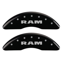 Carica l&#39;immagine nel visualizzatore di Gallery, MGP 4 Caliper Covers Engraved Front RAM Engraved Rear RAMHEAD Black finish silver ch