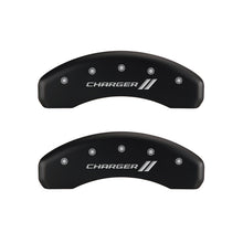 गैलरी व्यूवर में इमेज लोड करें, MGP 4 Caliper Covers Engraved Front &amp; Rear With stripes/Charger Red finish silver ch