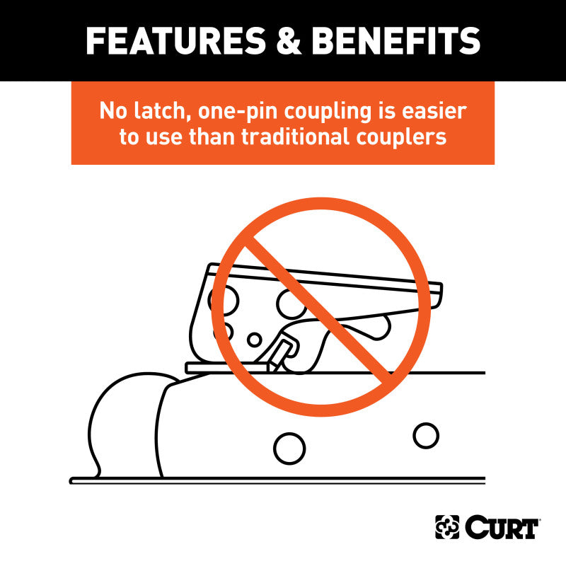 Curt QuickPin No-Latch 2in Trailer Coupler (2in Channel, 3,500 lbs)