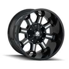 Cargar imagen en el visor de la galería, Mayhem 8105 Combat 20x9 / 8x165.1 BP / 0mm Offset / 130.8mm Hub Black w/ Milled Spokes Wheel
