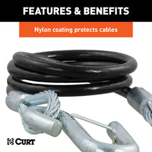 Load image into Gallery viewer, Curt 44-1/2in Safety Cables w/2 Snap Hooks (5000lbs Vinyl-Coated 2-Pack)