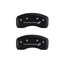 Cargar imagen en el visor de la galería, MGP 4 Caliper Covers Engraved Front &amp; Rear With stripes/Dodge Red finish silver ch